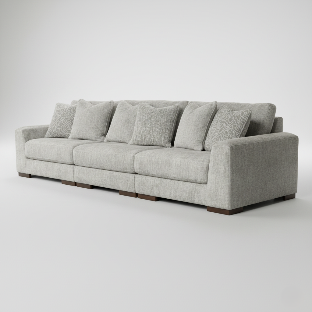 3 Seater Sofa For Home Furniture, Upholstery Fabric Premium And Durable Design For Living Room and Hall-Light Grey