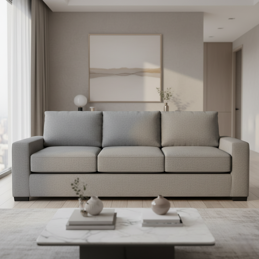 3 Seater & Sofa For Home Furniture, Upholstery Fabric Premium and Durable Design For Living Room and Office-Light Grey