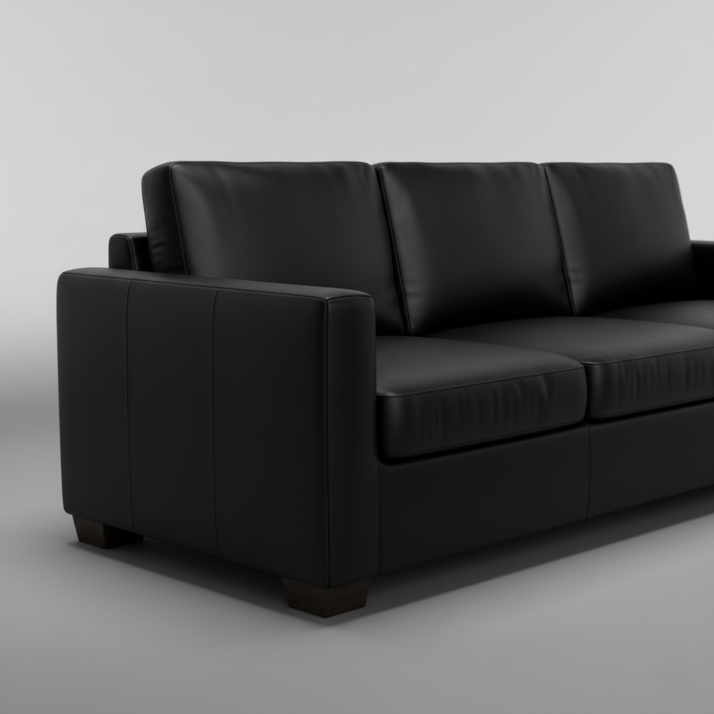 घर के फर्नीचर, असबाब के लिए 3 सीटर सोफा, लिविंग रूम और ऑफिस के लिए प्रीमियम और टिकाऊ डिज़ाइन - काला