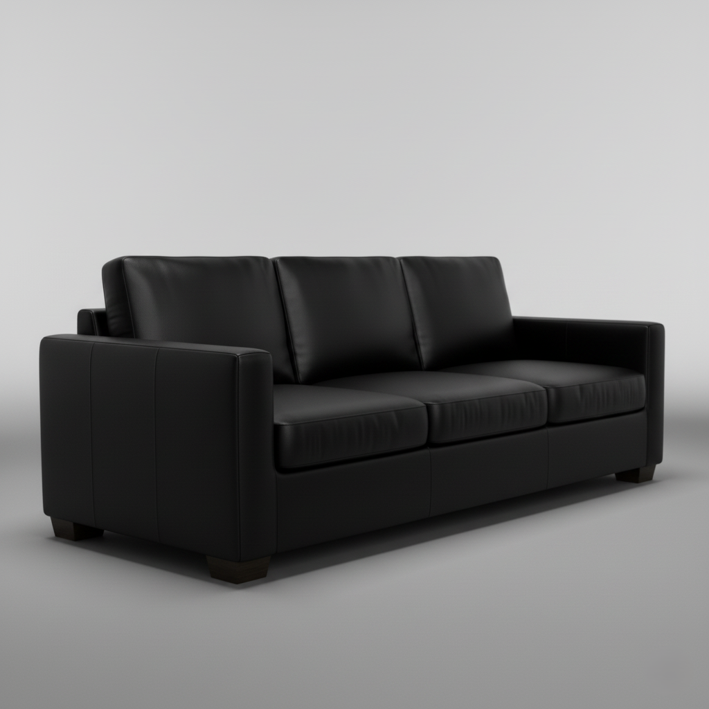 घर के फर्नीचर, असबाब के लिए 3 सीटर सोफा, लिविंग रूम और ऑफिस के लिए प्रीमियम और टिकाऊ डिज़ाइन - काला