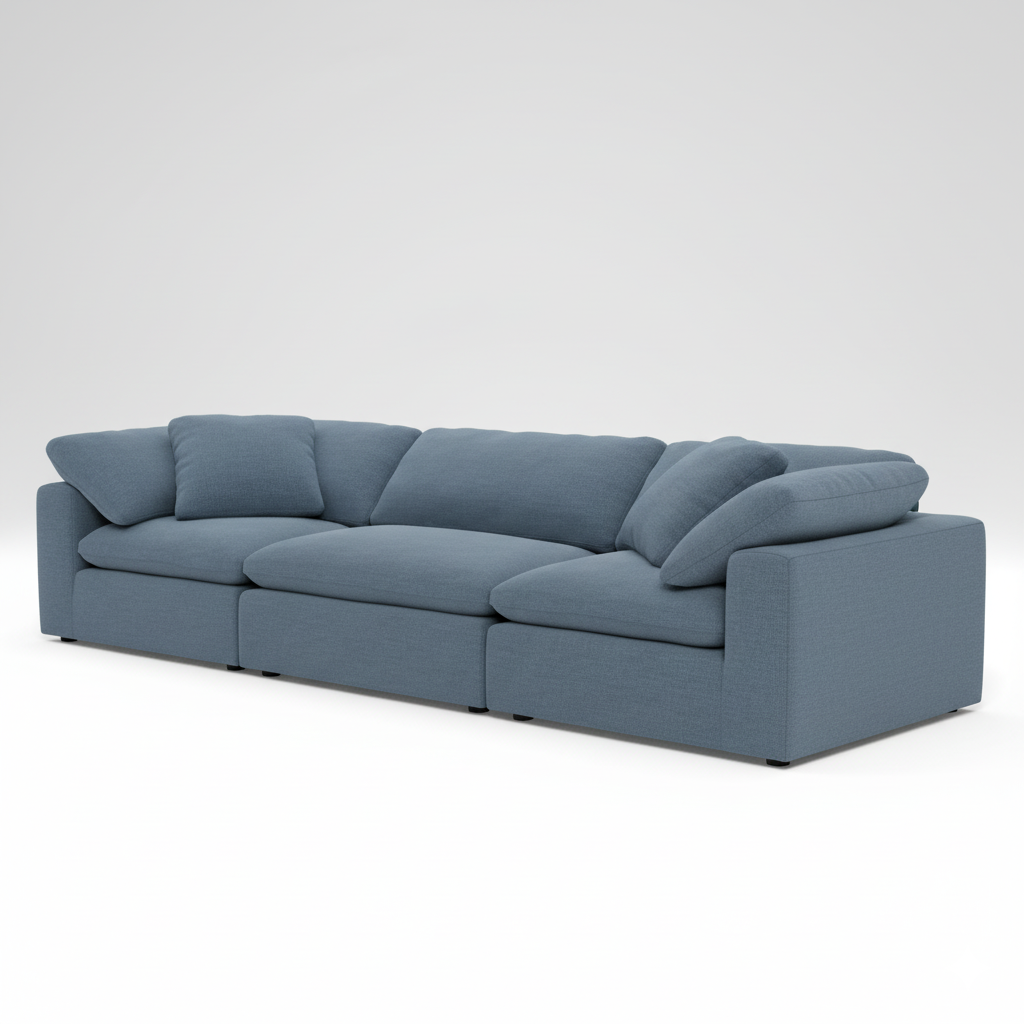 3 Seater & Sofa For Home Furniture, Upholstery Fabric Luxury & Durable Design For Living Room and Hall-Blue