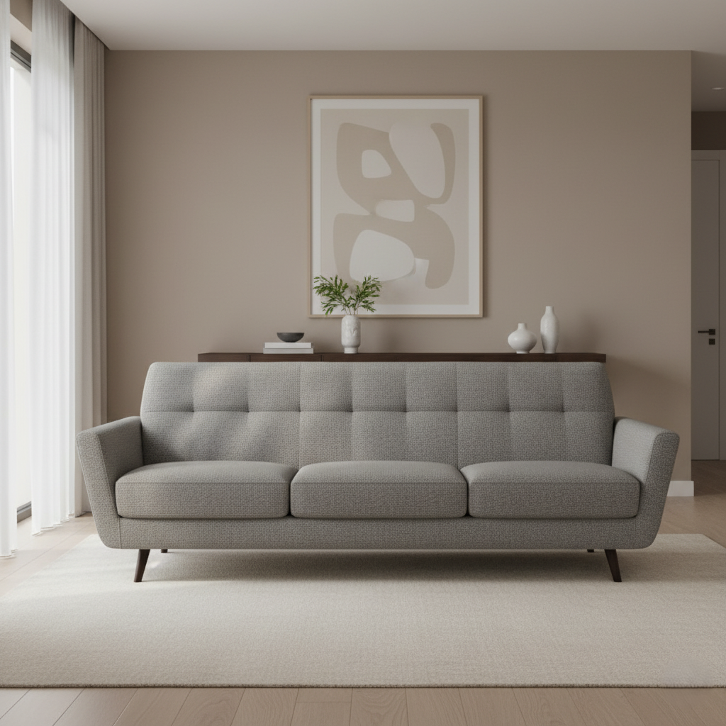 3 Seater Fabric Sofa For Home Furniture, Modern and Durable Design For Living Room and Office- Light Grey