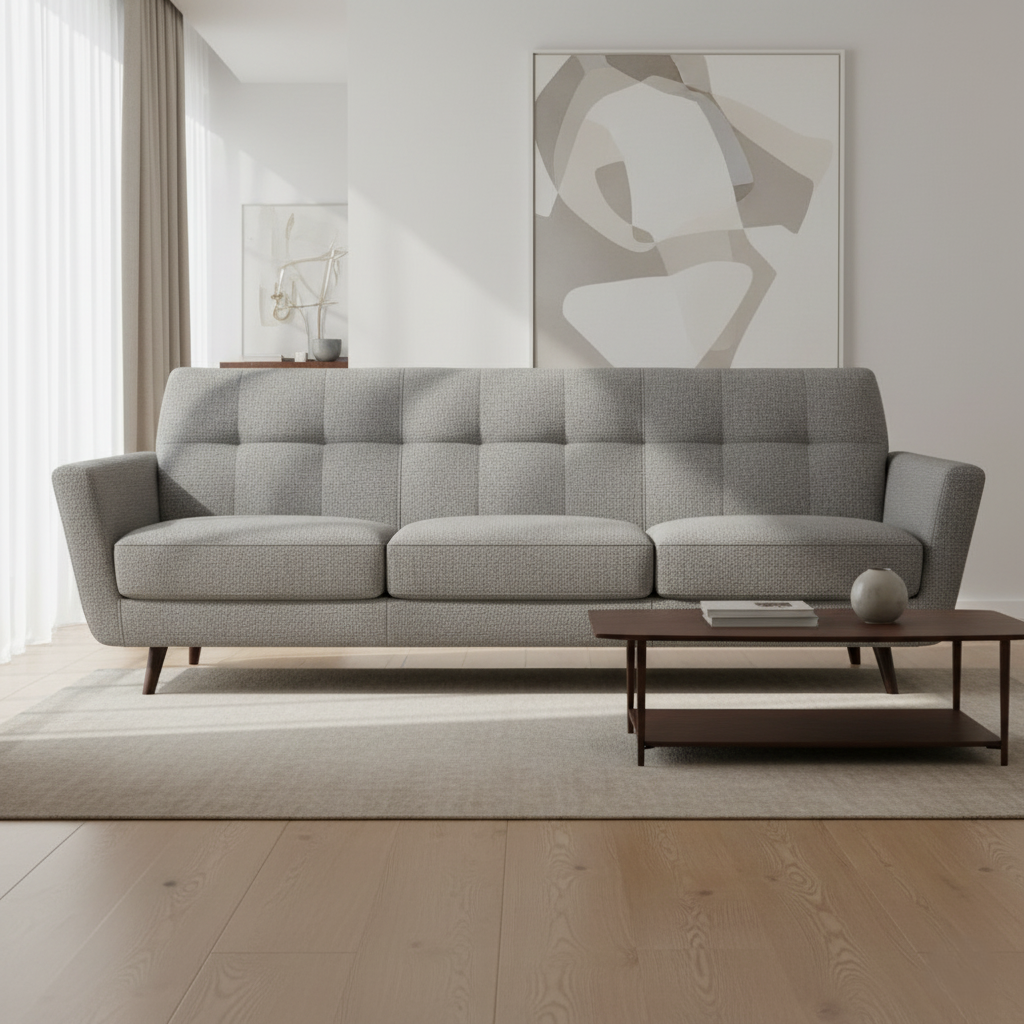 3 Seater Fabric Sofa For Home Furniture, Modern and Durable Design For Living Room and Office- Light Grey