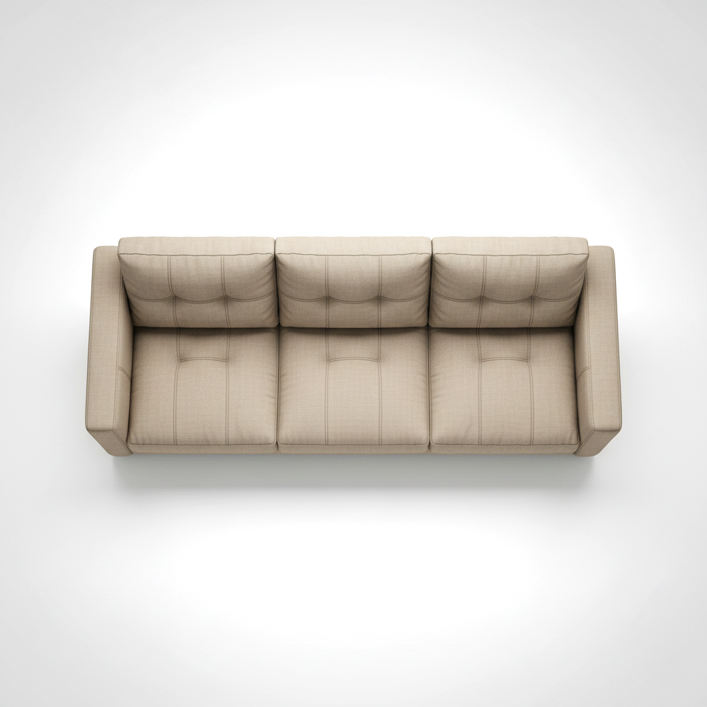 घर के फर्नीचर, असबाब, पु लेदरेट और लिविंग रूम और ऑफिस के लिए टिकाऊ डिज़ाइन के लिए 3 सीटर सोफा - ऑफ व्हाइट