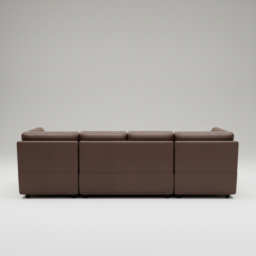 U Shape Sofa For Home Furniture, Upholstery Pu Leatherette Modern and Durable Design For Living Room and Office-Brown