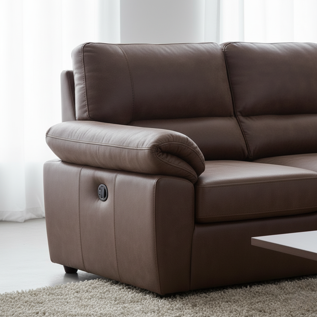 U Shape Sofa For Home Furniture, Upholstery Pu Leatherette Modern and Durable Design For Living Room and Office-Brown
