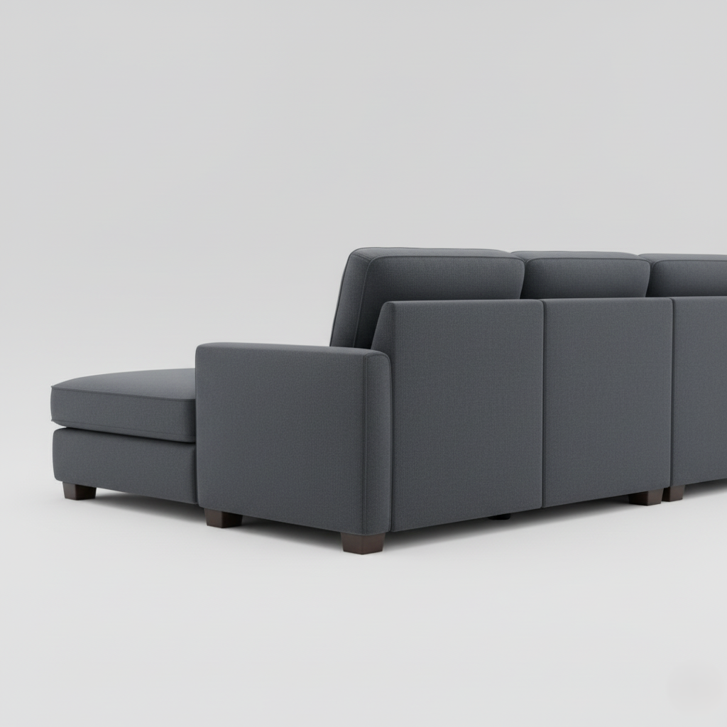 घर के फर्नीचर के लिए 3 सीटर यू आकार सोफा, लिविंग रूम और ऑफिस के लिए आधुनिक और टिकाऊ डिज़ाइन - नीला