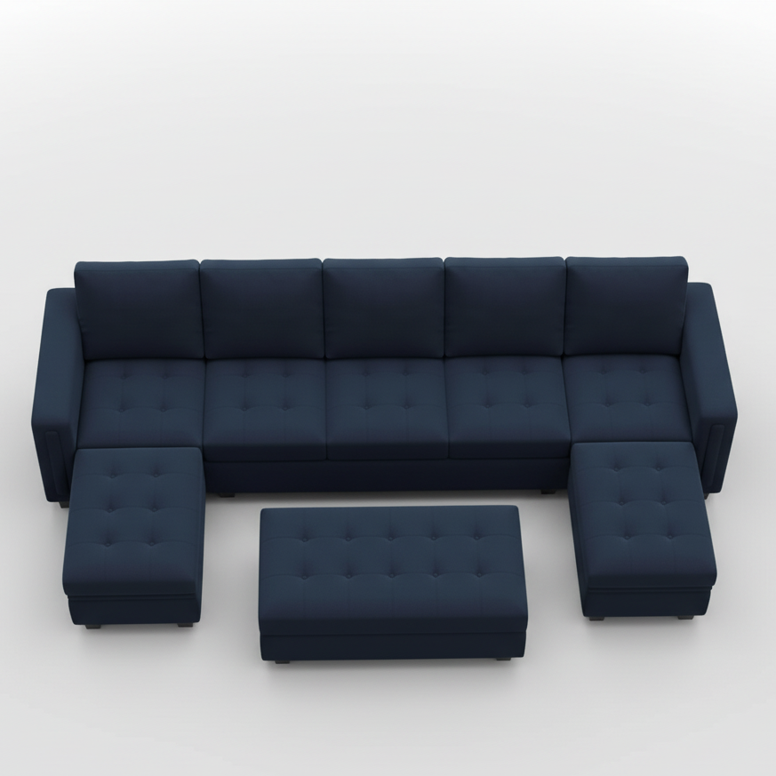 7 Seater U Shape Sofa with, Upholstery Fabric Modern And Durable Design For Home and Living Room Furniture