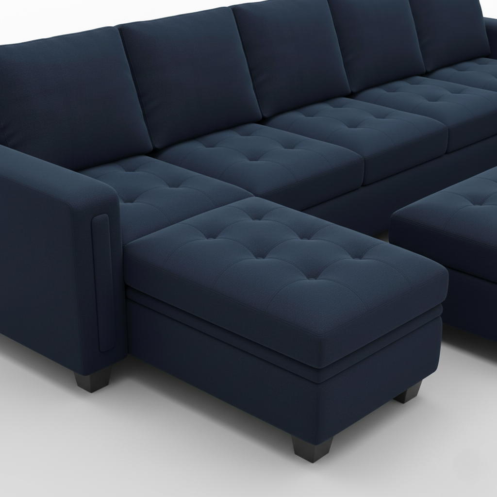7 Seater U Shape Sofa with, Upholstery Fabric Modern And Durable Design For Home and Living Room Furniture