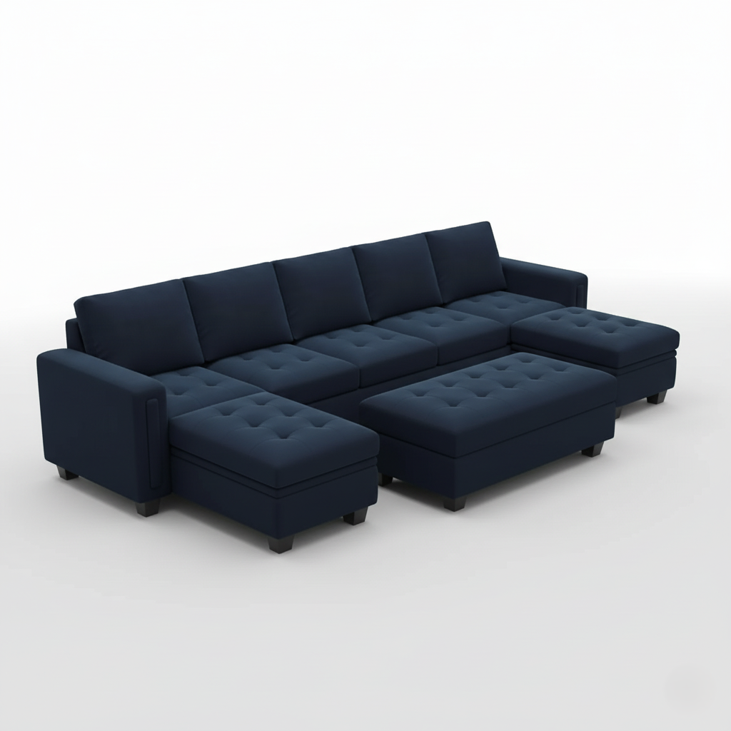7 Seater U Shape Sofa with, Upholstery Fabric Modern And Durable Design For Home and Living Room Furniture