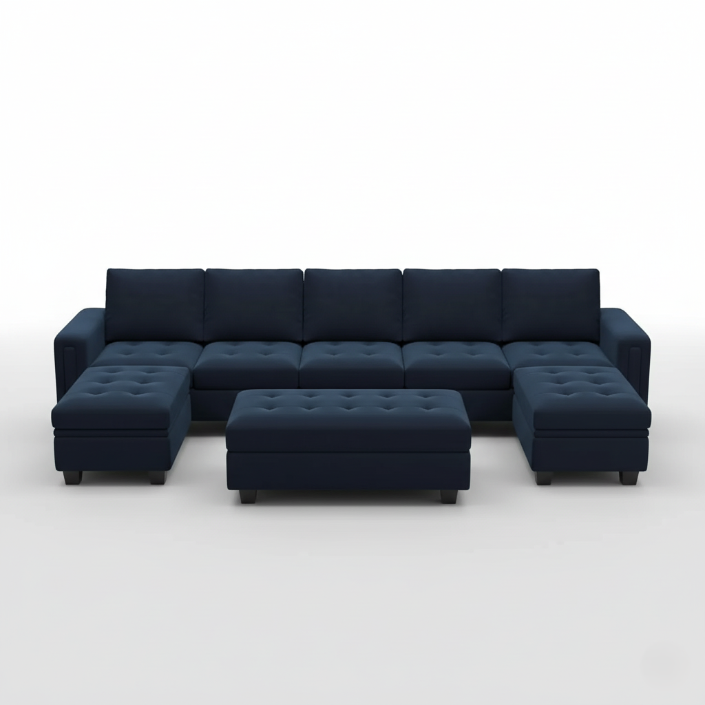 7 Seater U Shape Sofa with, Upholstery Fabric Modern And Durable Design For Home and Living Room Furniture