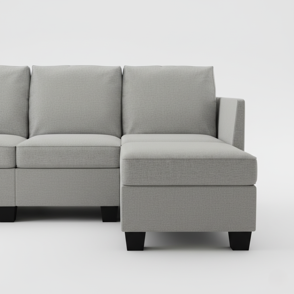 घर के फर्नीचर के लिए यू आकार का सोफा, लिविंग रूम के लिए प्रीमियम और टिकाऊ डिज़ाइन का अपहोल्स्ट्री फ़ैब्रिक - हल्का ग्रे