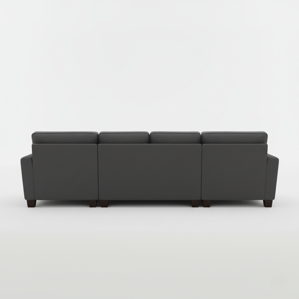 घर के फर्नीचर के लिए यू आकार का सोफा, लिविंग रूम के लिए पु लेदरेट लक्जरी और टिकाऊ डिज़ाइन - गहरा ग्रे