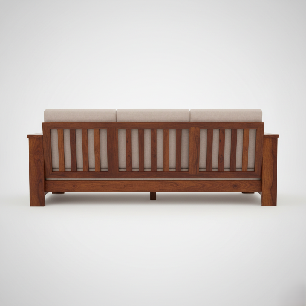 ঘরের আসবাবপত্র, গৃহসজ্জার সামগ্রীর জন্য ৩ আসন বিশিষ্ট কাঠের সোফা বসার ঘর এবং অফিসের জন্য আধুনিক এবং টেকসই নকশা - ক্রিম