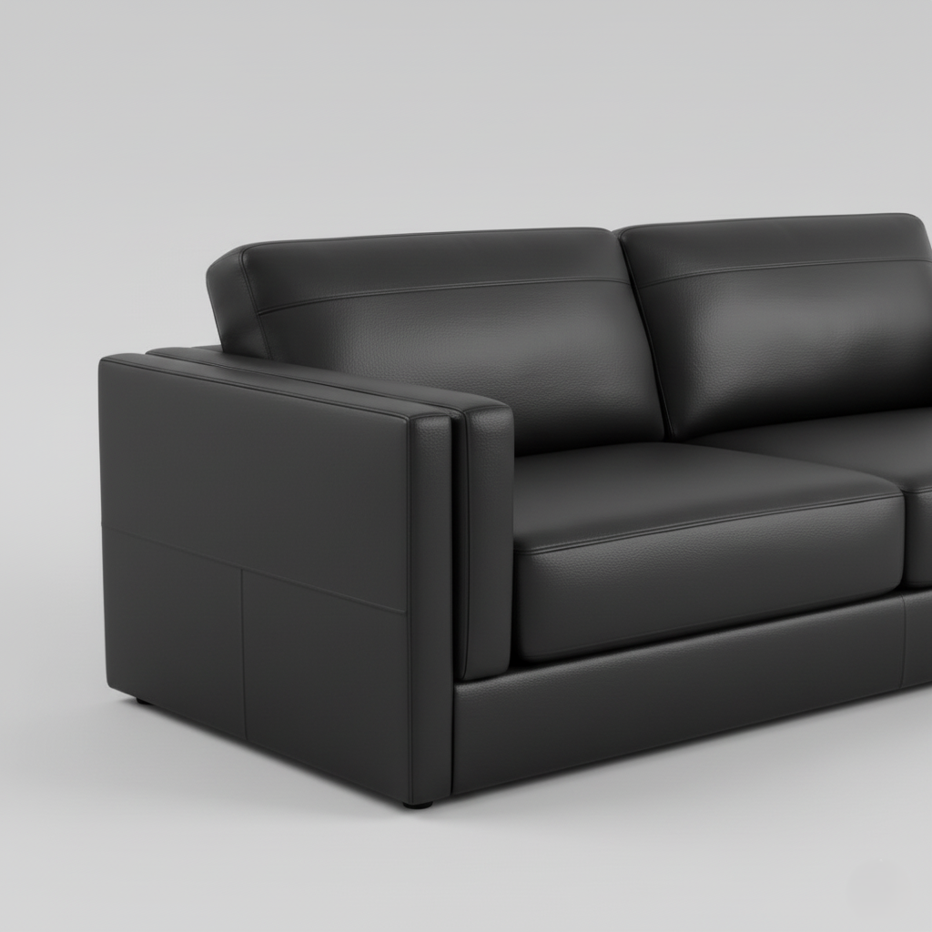 2 Seater Pu leatherette Sofa For Home Furniture, Modern and Durable Design For Living Room and Office-Black