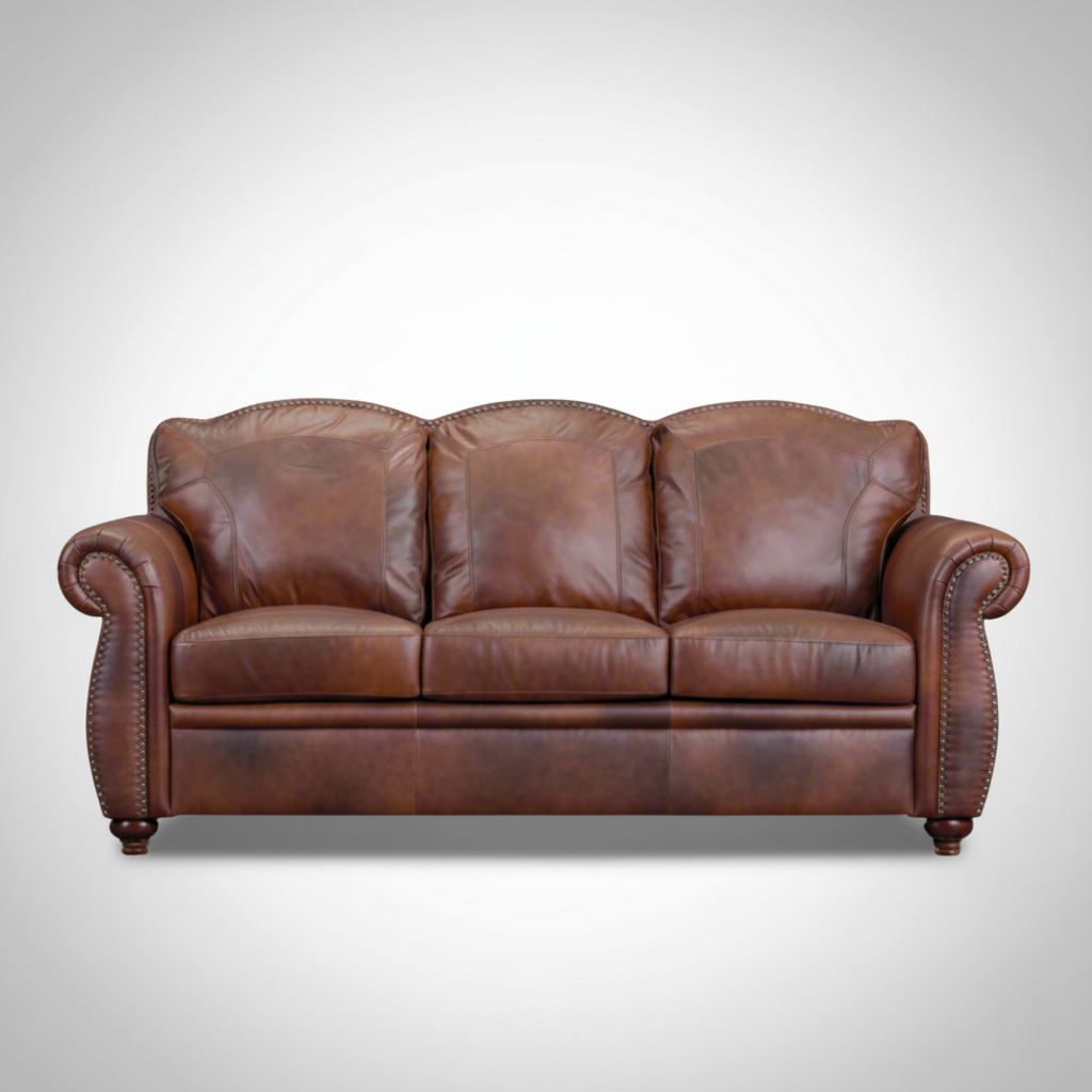 3 Seater Sofa For Home Furniture, Upholstery PU leatherette Premium and Durable Design For Living Room- Brown