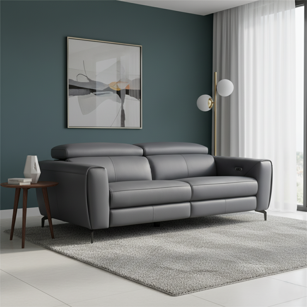 2 Seater Reclining Sofa For Home Furniture, Upholstery Pu Leatherette Premium And Durable Design For Living Room and Hall- Blue