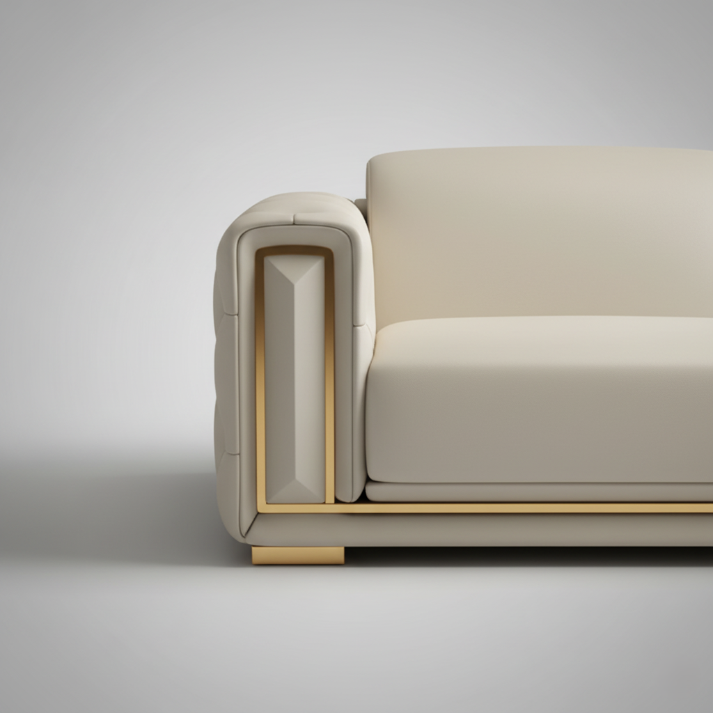 L Shape Sofa For Home & Furniture Upholstery Pu Leatherette Sectional Extra Wide Luxury &amp; Durable Design For Living Room -Beige