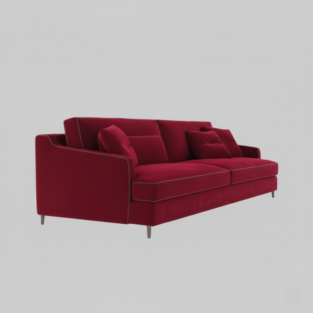 3 Seater Sofa Couch For Home Furniture Upholstery Velvet & Modern & Durable Design For Living Room -Purple