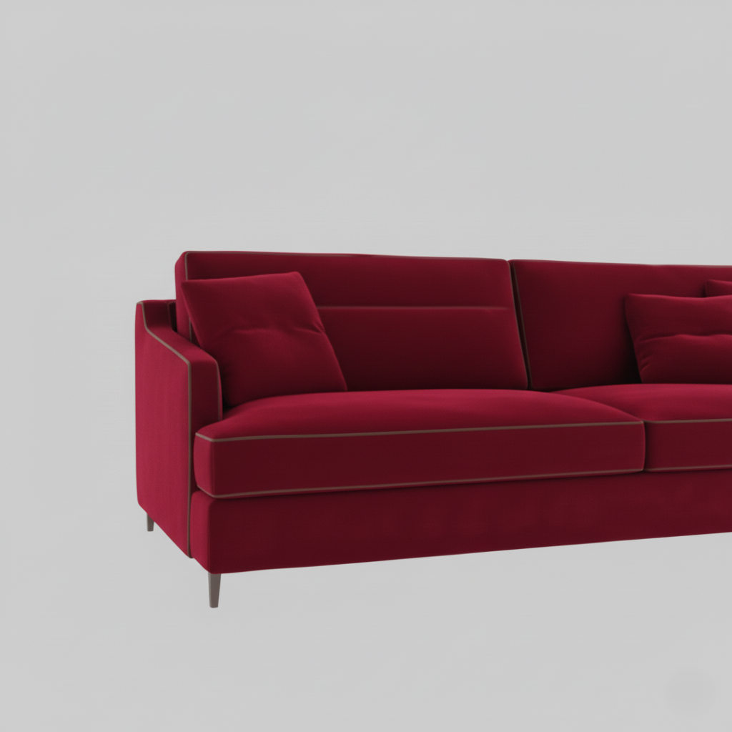 3 Seater Sofa Couch For Home Furniture Upholstery Velvet & Modern & Durable Design For Living Room -Purple