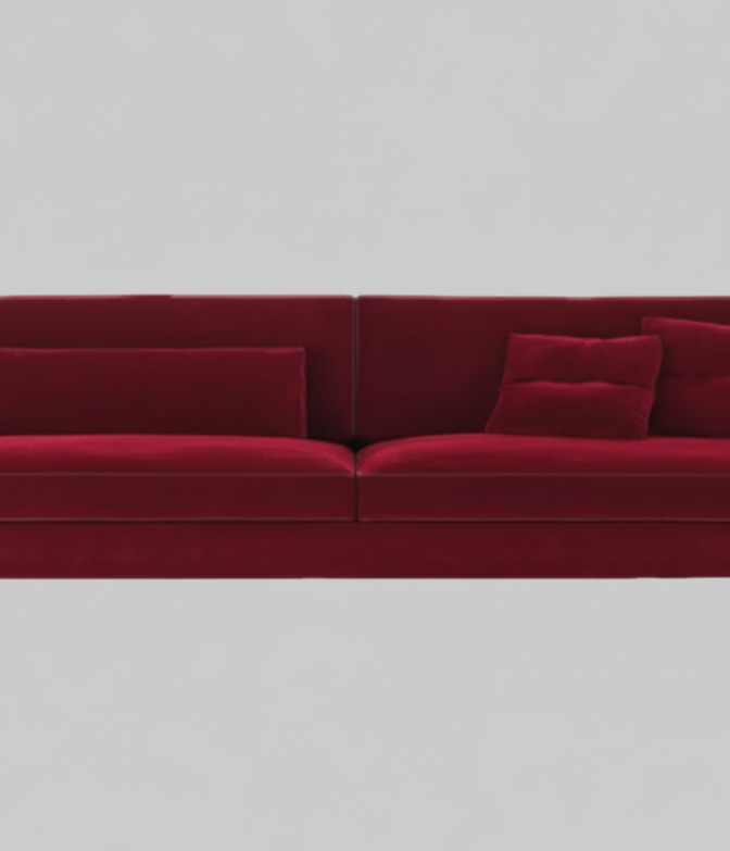 3 Seater Sofa Couch For Home Furniture Upholstery Velvet & Modern & Durable Design For Living Room -Purple