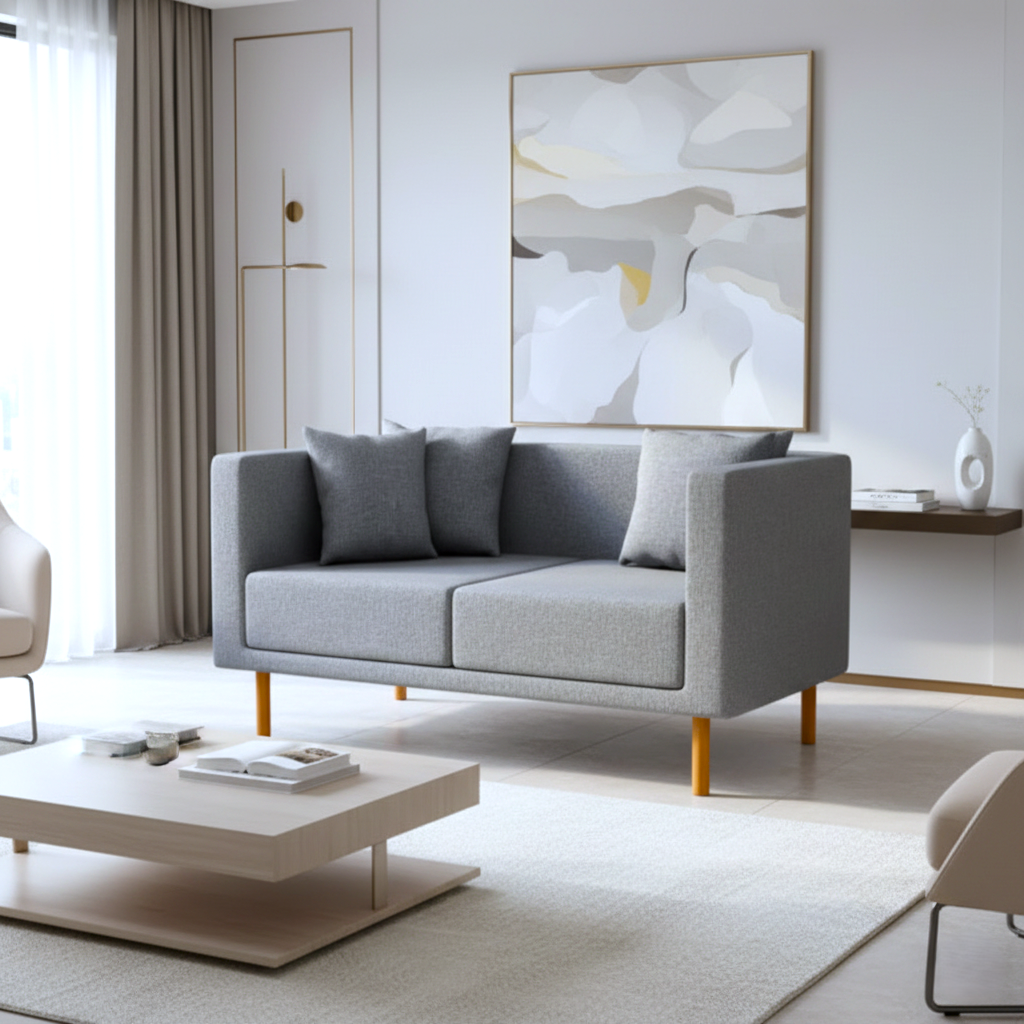 2 Seater Sofa For Home Furniture Upholstery Fabric Modern & Durable Design For Living Room -Blue