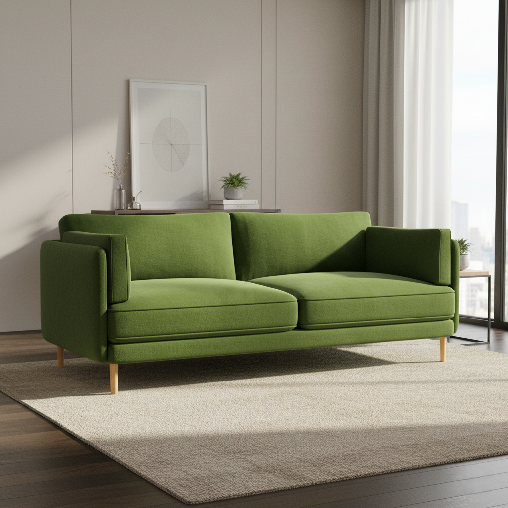 2 Seater Sofa For Home Furniture Upholstery Fabric Modern & Durable Design For Living Room -Green