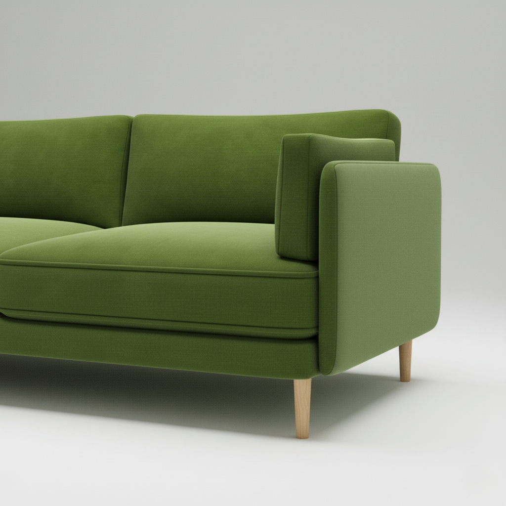 घर के लिए 3 सीटर सोफा, फर्नीचर, असबाब, कपड़े, लिविंग रूम के लिए आधुनिक और टिकाऊ डिज़ाइन - हरा