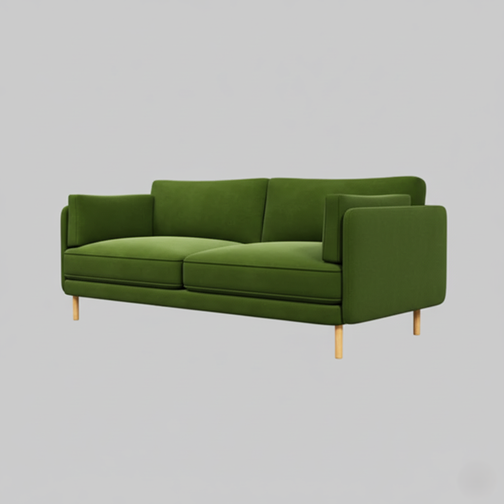 घर के लिए 3 सीटर सोफा, फर्नीचर, असबाब, कपड़े, लिविंग रूम के लिए आधुनिक और टिकाऊ डिज़ाइन - हरा