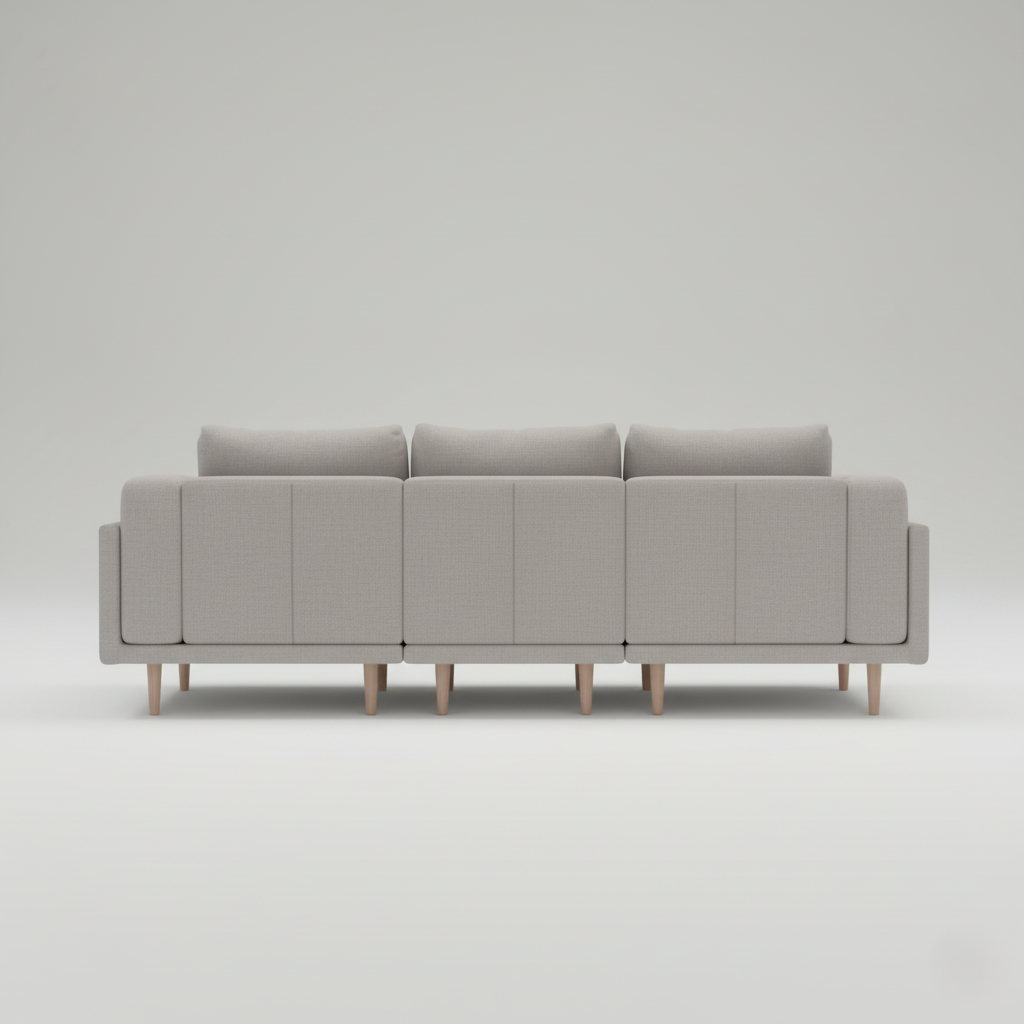 L Shape Sofa For Home Furniture Upholstery Fabric Premium Durable Design For Living Room -Grey