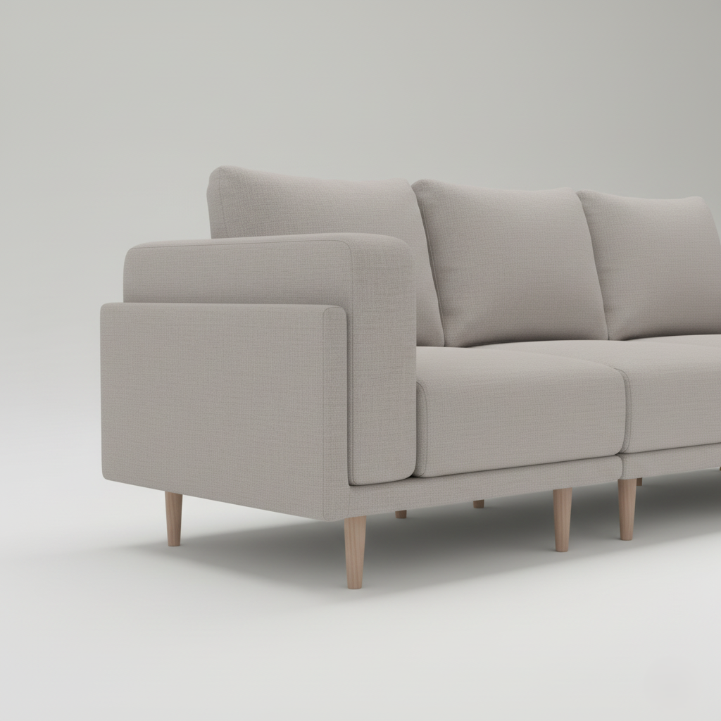 L Shape Sofa For Home Furniture Upholstery Fabric Premium Durable Design For Living Room -Grey