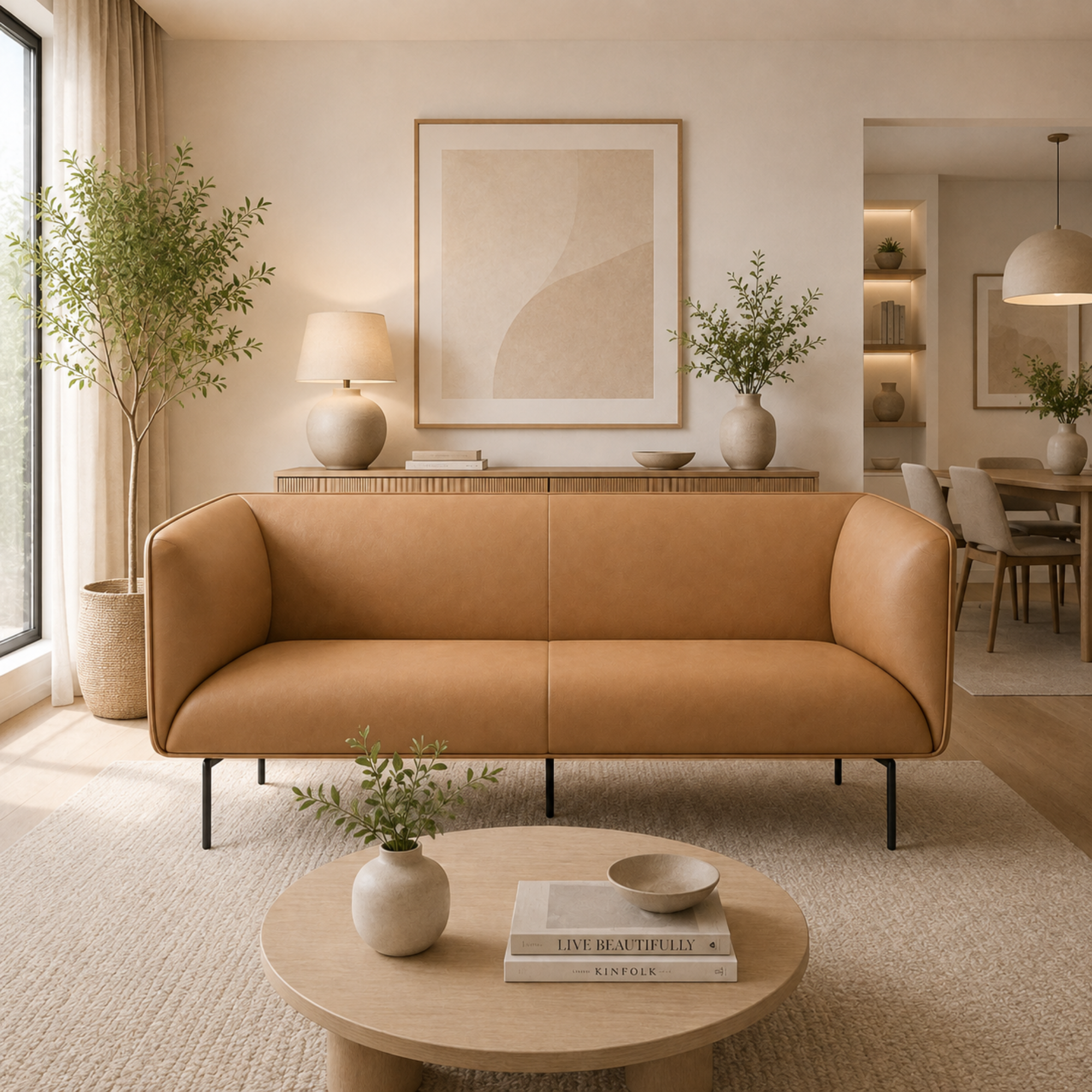3-Seater Sofa For Home Furniture Modern Design Upholstery Pu Leatherette and Comfortable Seating for Living Room