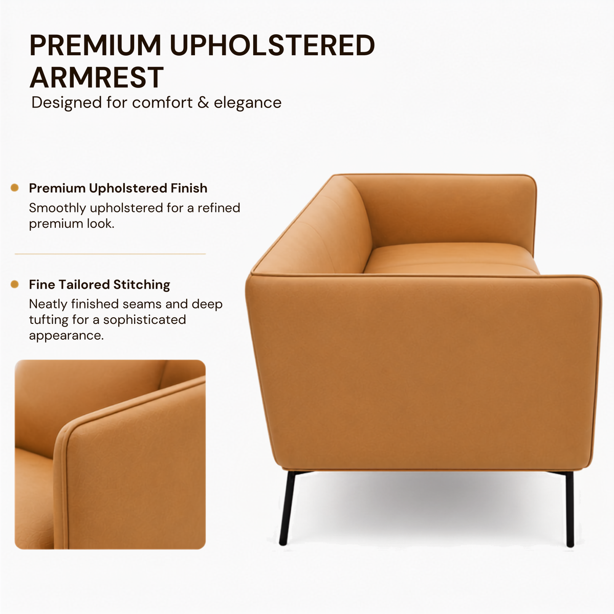 3-Seater Sofa For Home Furniture Modern Design Upholstery Pu Leatherette and Comfortable Seating for Living Room