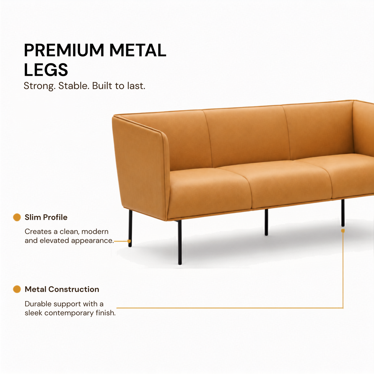 3-Seater Sofa For Home Furniture Modern Design Upholstery Pu Leatherette and Comfortable Seating for Living Room