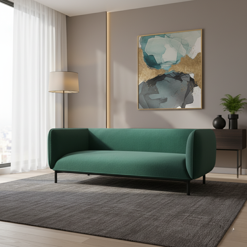 3 Seater Sofa For Home Furniture Upholstery Fabric Premium & Durable Design For Living Room-Green