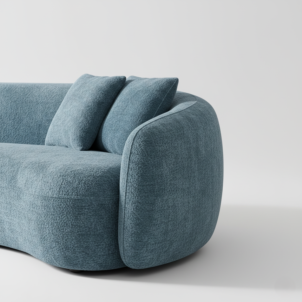 4 Seater Sofa For Home Furniture Upholstery Velvet Modern And Durable Design For Living Room -Blue