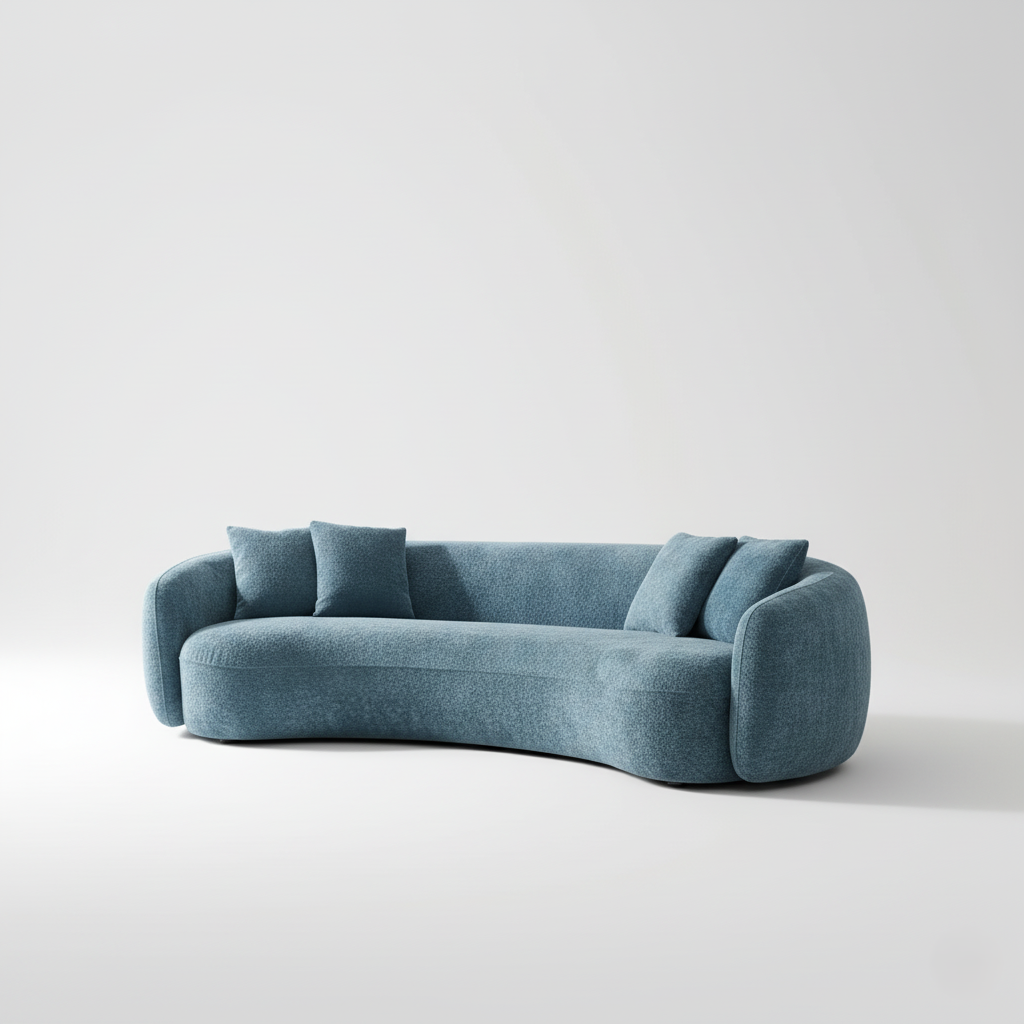 4 Seater Sofa For Home Furniture Upholstery Velvet Modern And Durable Design For Living Room -Blue