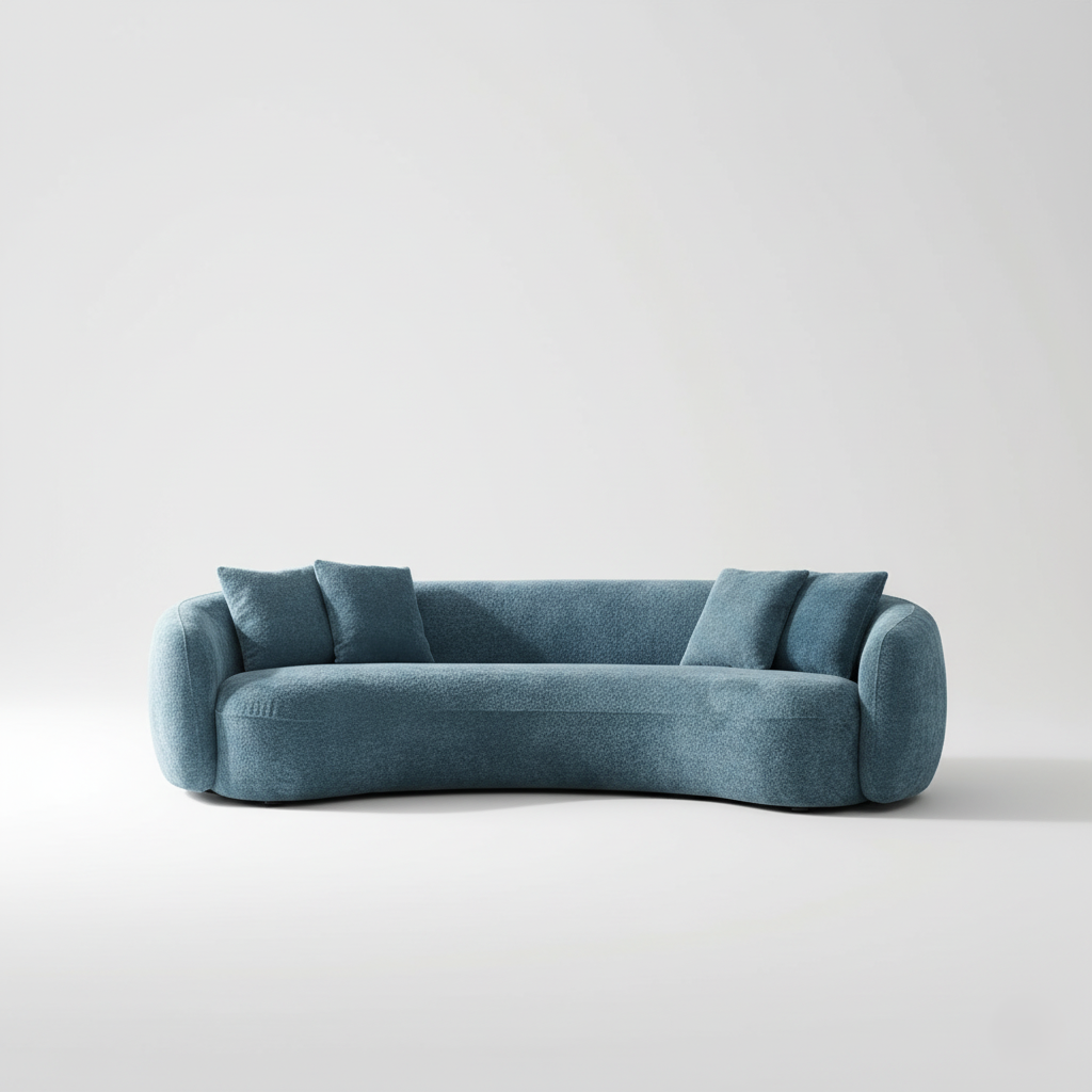 4 Seater Sofa For Home Furniture Upholstery Velvet Modern And Durable Design For Living Room -Blue
