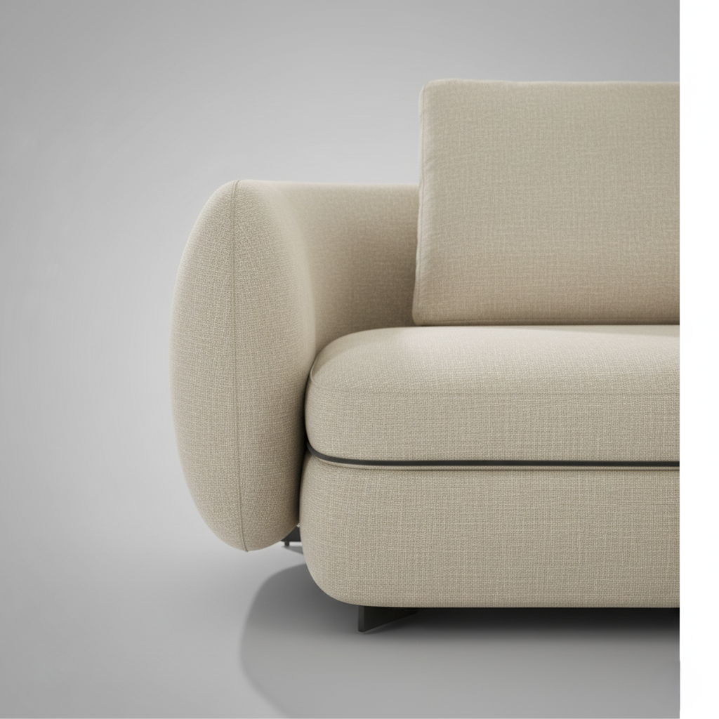 3 Seater Sofa For Home Furniture Upholstery Fabric Luxury Comfort Sofa & Durable Design For Living Room-Cream
