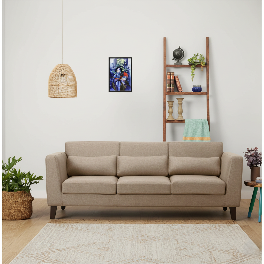 3 Seater Sofa For Home Furniture Premium Comfortable Sofa Durable Design For Living Room-Light Brown