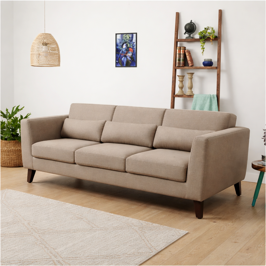3 Seater Sofa For Home Furniture Premium Comfortable Sofa Durable Design For Living Room-Light Brown