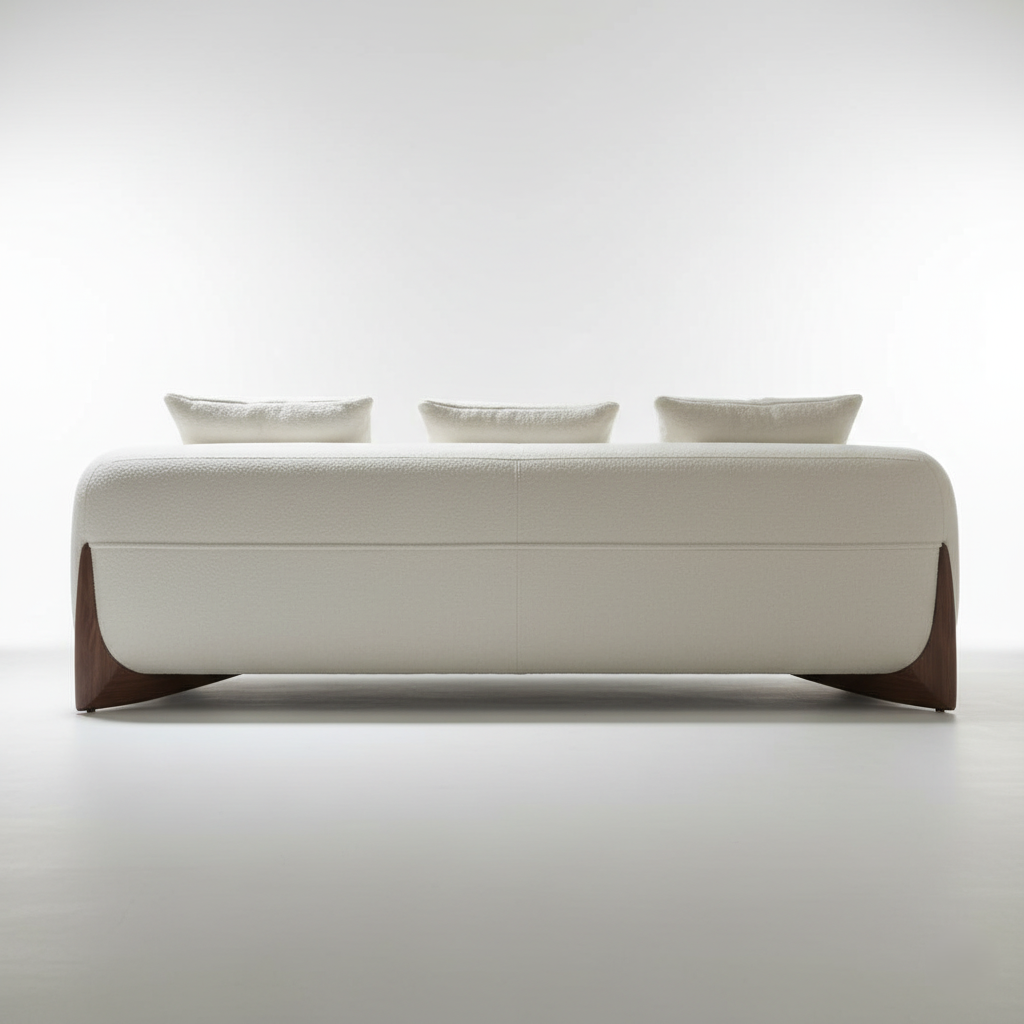 घर के लिए 3 सीटर सोफा, फर्नीचर, असबाब, मखमली प्रीमियम, आरामदायक और टिकाऊ डिज़ाइन, लिविंग रूम के लिए - सफ़ेद