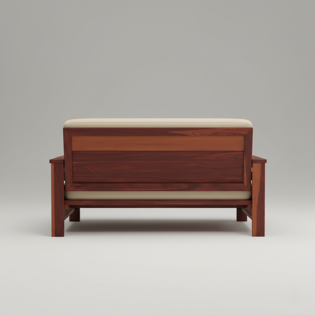 2 Seater Wooden Sofa For Home Furniture Upholstery Fabric Premium Comfortable Sofa Durable Design For Living Room - Cream