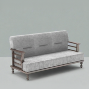 কাঠের সোফা ৩ আসন বিশিষ্ট ঘরের আসবাবপত্রের জন্য সোফা লিনেন আপহোলস্ট্রি ফ্যাব্রিক আধুনিক আরামদায়ক টেকসই ডিজাইনের হোম