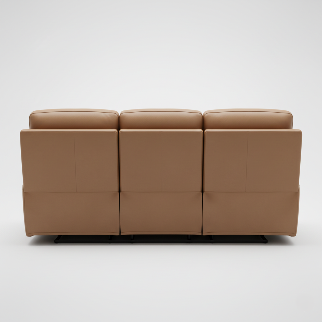 3 Seater Reclining Sofa For Home Furniture Upholstery PU Leatherette Modern Comfortable Durable Design For Living Room - Brown