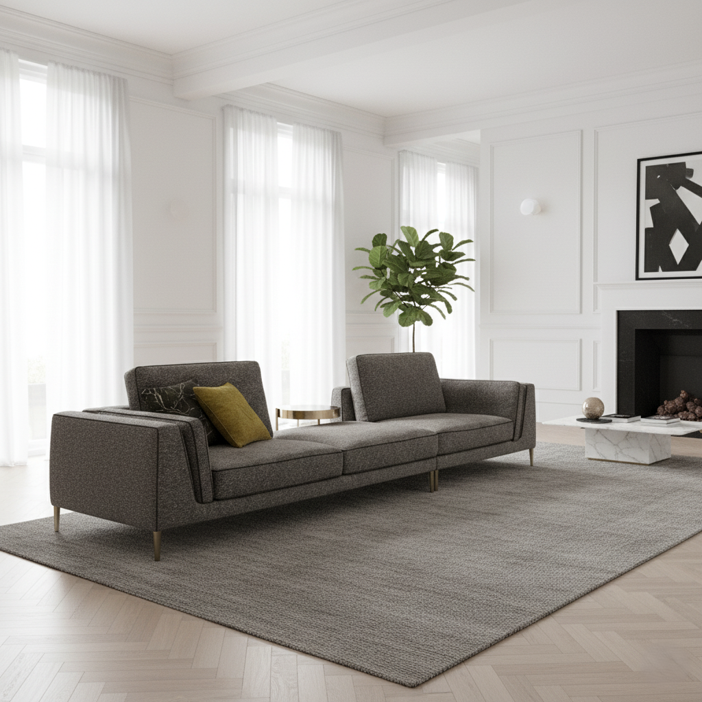 বাড়ির জন্য ৩-সিটের সোফা ইতালীয় আসবাবপত্রের আসবাবপত্র, সোয়েড ফ্যাব্রিক এবং সেরা মানের ফ্যাব্রিক এবং এ-ক্লাস মানের কাঠ এবং প্রিমিয়াম