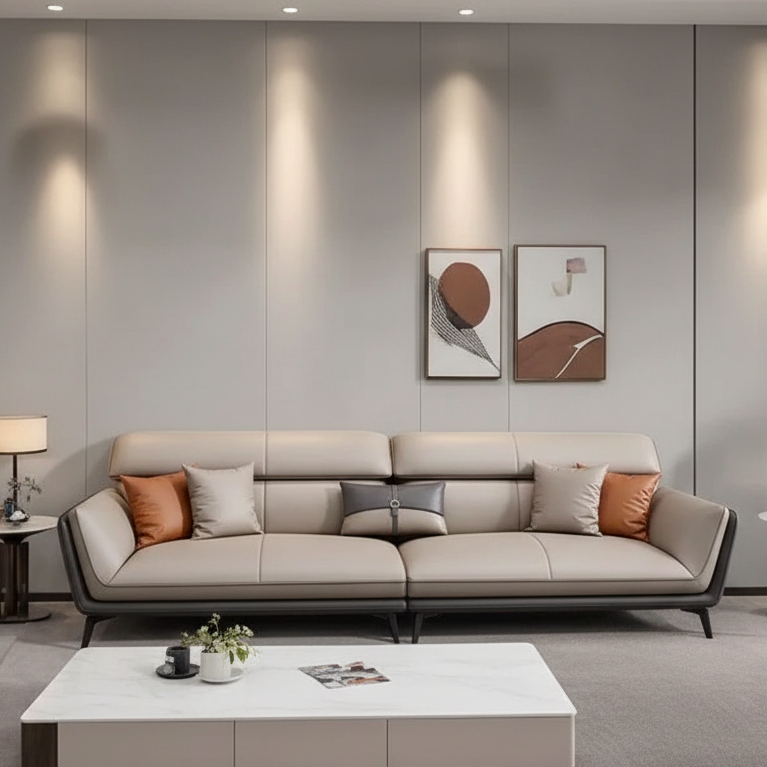 ৩-সিটের সোফা, বাড়ির আসবাবপত্রের জন্য প্রিমিয়াম, গৃহসজ্জার সামগ্রী, লেদারেট ফ্যাব্রিক এবং প্রিমিয়াম মানের ফ্যাব্রিক এবং বসার ঘরের জন্য উচ্চ মানের কাঠ