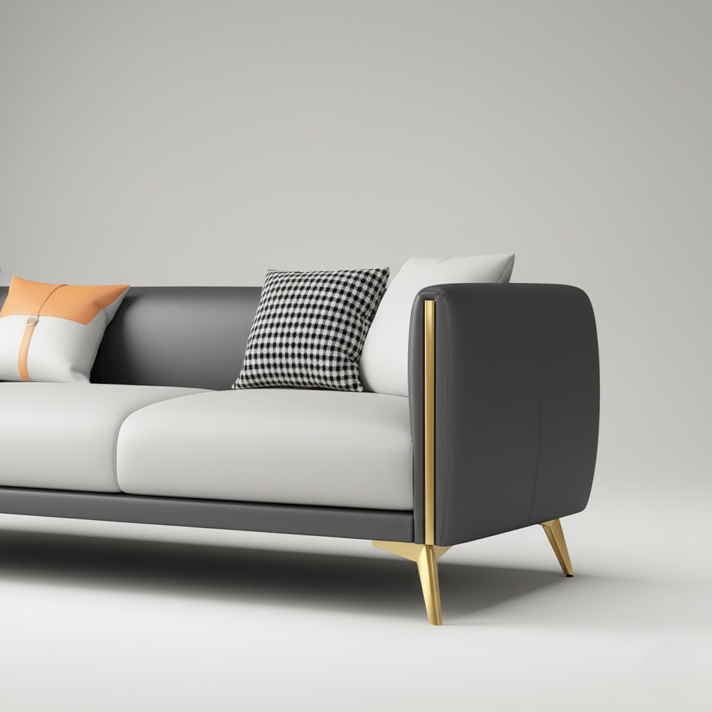 3-Seater Sofa for Living Room PU Leatherette Upholstery, and Sturdy Wood Frame for a Modern Look and Lasting Durability.