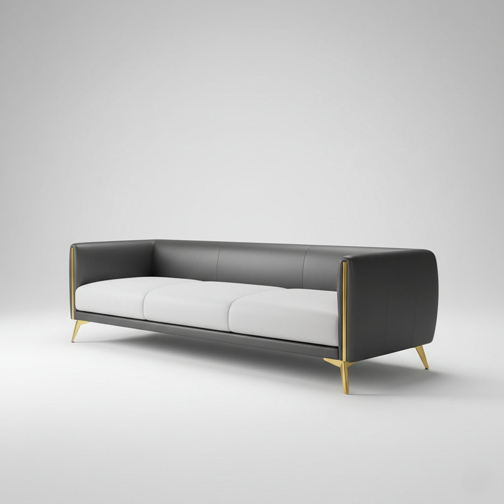 3-Seater Sofa for Living Room PU Leatherette Upholstery, and Sturdy Wood Frame for a Modern Look and Lasting Durability.