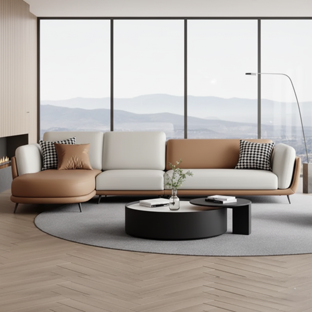 L-Seater Sofa for Living Room PU Leatherette Upholstery, Superior Fabric, and Sturdy Wood Frame for a Premium Look and Lasting Durability